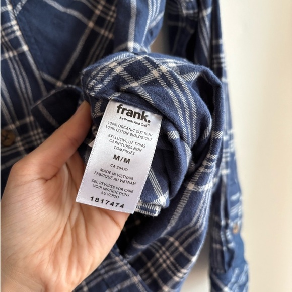 Frank. by Frank And Oak 100 % Organic Cotton Blue Plaid Button-down Shirt Med - Picture 5 of 8